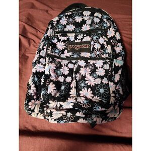 Jansport Corduroy Floral Pink & Blue Pastel Backpack/Bookbag